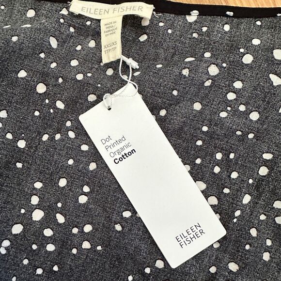 EILEEN FISHER Organic Cotton Polka Dot Faux-Wrap Skirt Black Women's XXS New - Picture 6 of 6